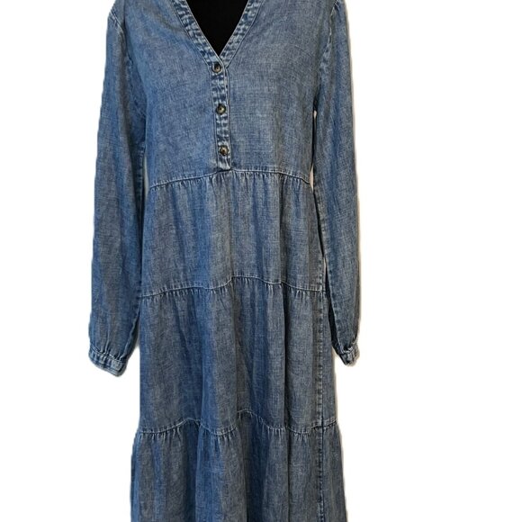 BILLY T Midi Dress Soft Denim Size Small boho - Picture 5 of 11